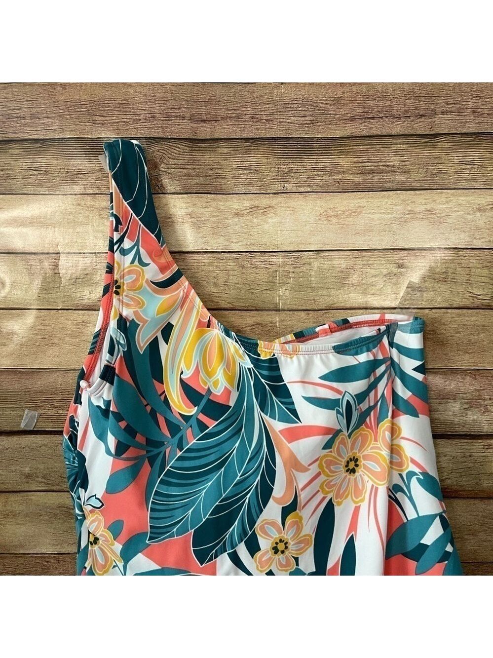 Jantzen Women’s Rainforest One Shoulder One Piece Floral Swimsuit Size: 16 - Picture 9 of 12